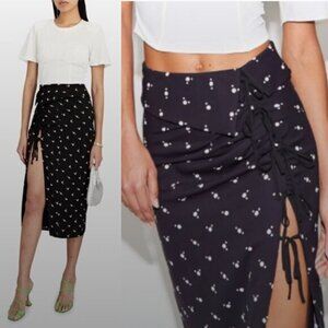 NWT Self-Portrait Skirt Polka Dot Midi in Black White
